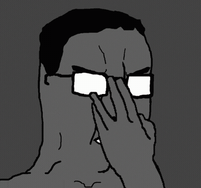 A Black And White Drawing Of A Man Wearing Glasses GIF