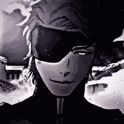 A Black And White Drawing Of A Man Wearing Sunglasses And A Bandana . GIF