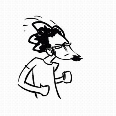 A Black And White Drawing Of A Man With A Beard And Glasses Standing With His Fist In The Air . GIF