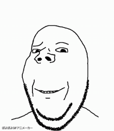 A Black And White Drawing Of A Man With A Beard Smiling GIF
