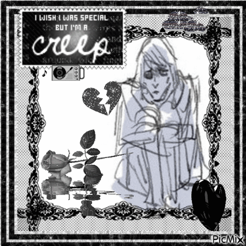 A Black And White Drawing Of A Man With A Broken Heart And The Words I Wish I Was Special GIF