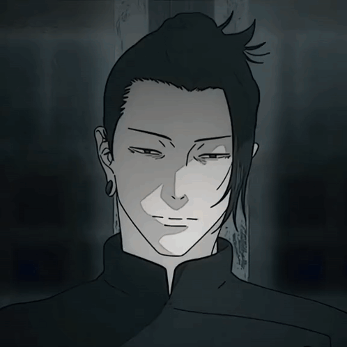 A Black And White Drawing Of A Man With A Bun GIF