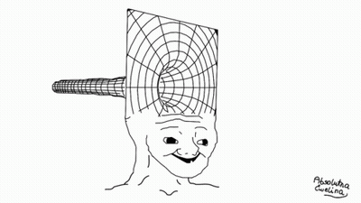 A Black And White Drawing Of A Man With A Hole In His Head By Absoluta Cuelina GIF