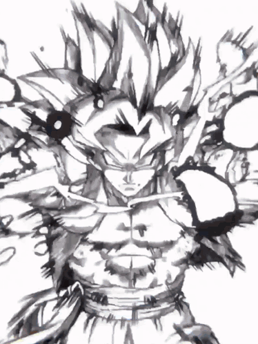 A Black And White Drawing Of A Man With A Lot Of Hair GIF
