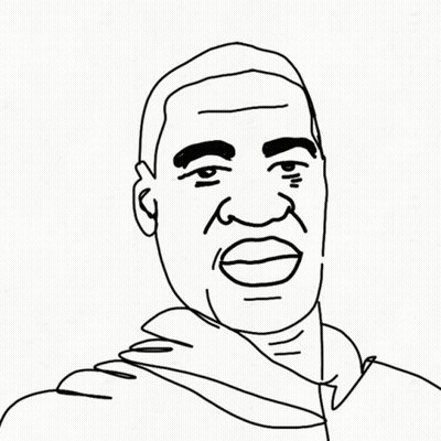 A Black And White Drawing Of A Man With A Smile On His Face . GIF