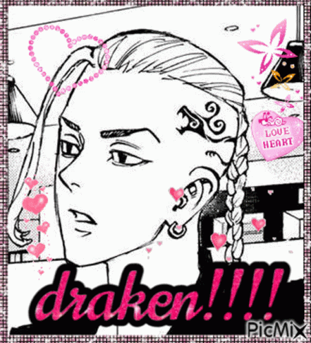 A Black And White Drawing Of A Man With A Tattoo On His Face And A Braided Hair . GIF
