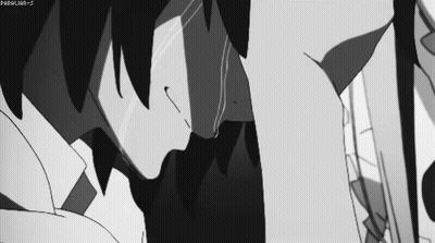 A Black And White Drawing Of A Man With A Tear Running Down His Face GIF
