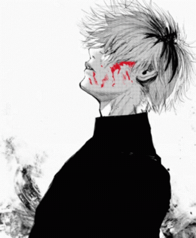 A Black And White Drawing Of A Man With Blood Coming Out Of His Face GIF