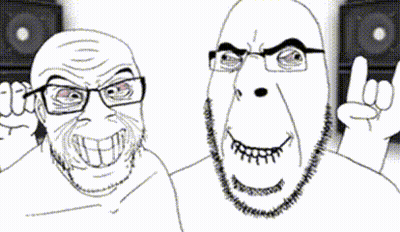 A Black And White Drawing Of A Man With Glasses And A Skull Behind Him GIF