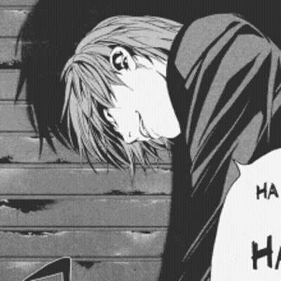 A Black And White Drawing Of A Man With The Word Ha On The Bottom Right GIF