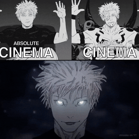 A Black And White Drawing Of A Man With The Words Absolute Cinema On The Bottom GIF