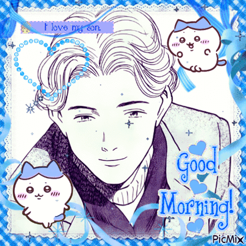 A Black And White Drawing Of A Man With The Words Good Morning GIF
