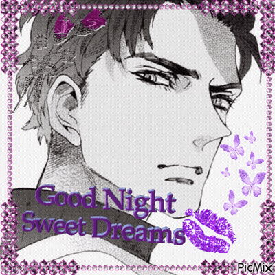 A Black And White Drawing Of A Man With The Words Good Night Sweet Dreams GIF