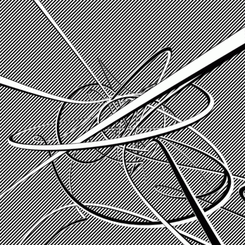 A Black And White Drawing Of A Maze Of Lines And Circles GIF