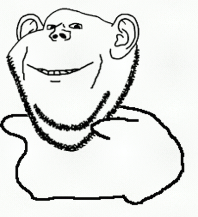 A Black And White Drawing Of A Monkey With A Beard And A Necklace . GIF