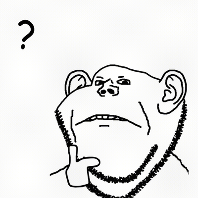 A Black And White Drawing Of A Monkey With A Question Mark On It GIF