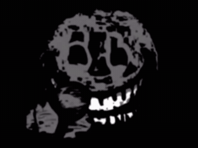 A Black And White Drawing Of A Monster With A Big Smile GIF