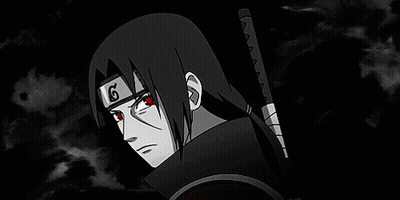 A Black And White Drawing Of A Naruto Character With Red Eyes And A Headband . GIF