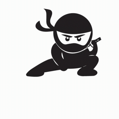A Black And White Drawing Of A Ninja With A Gun GIF