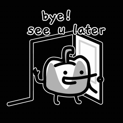 A Black And White Drawing Of A Pepper With The Words Bye See U Later Above It GIF