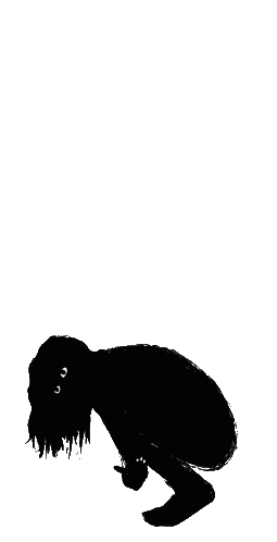 A Black And White Drawing Of A Person Bending Over With A White Background Sticker