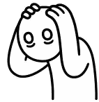 A Black And White Drawing Of A Person Holding Their Head In Their Hands . Sticker
