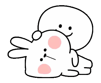 A Black And White Drawing Of A Person Hugging A Bunny Rabbit . Sticker