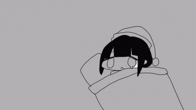 A Black And White Drawing Of A Person Laying In A Bed With A Hat On . GIF