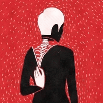 A Black And White Drawing Of A Person 'S Back With A Hand Holding It GIF