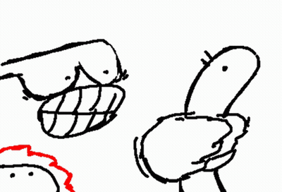 A Black And White Drawing Of A Person 'S Face And A Bird 'S Head GIF