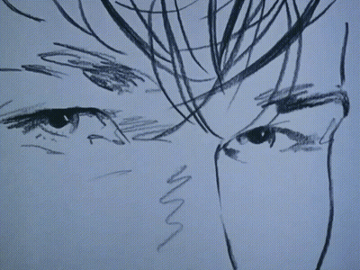 A Black And White Drawing Of A Person 'S Face GIF