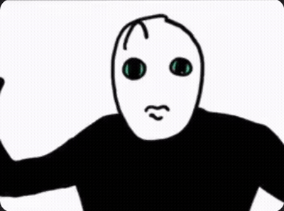 A Black And White Drawing Of A Person 'S Face With A Green Mouth GIF