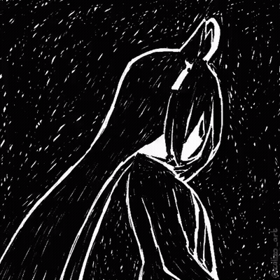 A Black And White Drawing Of A Person 'S Face With A Large Eye . GIF