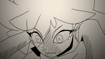 A Black And White Drawing Of A Person 'S Face With A Surprised Look On Their Face GIF