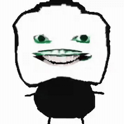 A Black And White Drawing Of A Person 'S Face With Green Eyes And A Beard . GIF