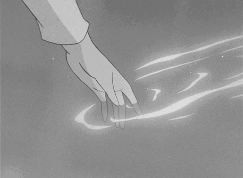 A Black And White Drawing Of A Person 'S Hand Reaching For Something GIF