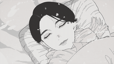 A Black And White Drawing Of A Person Sleeping With Their Eyes Closed GIF