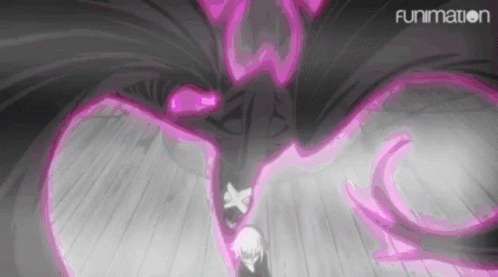 A Black And White Drawing Of A Person Standing In Front Of A Purple Dragon . GIF