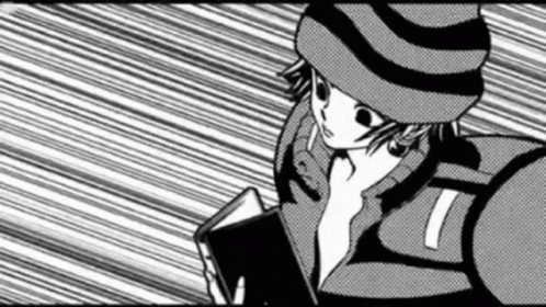 A Black And White Drawing Of A Person Wearing A Hat And Holding A Book . GIF