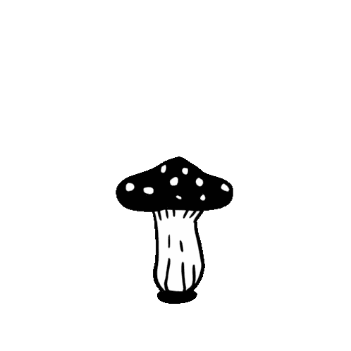 A Black And White Drawing Of A Person Wearing A Mushroom Hat With Polka Dots . Sticker