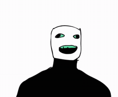 A Black And White Drawing Of A Person With A Green Tongue Sticking Out Of Their Mouth . GIF