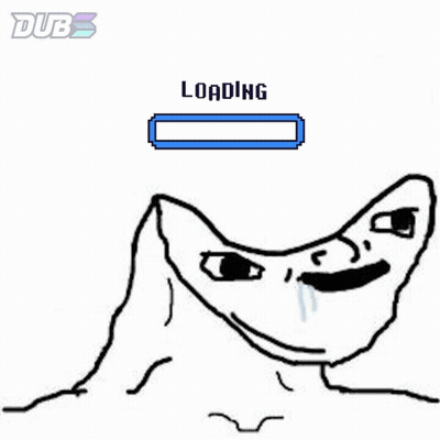 A Black And White Drawing Of A Person With A Loading Bar Above Their Head . GIF