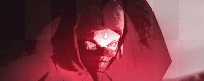 A Black And White Drawing Of A Person With A Mask On Their Face . GIF