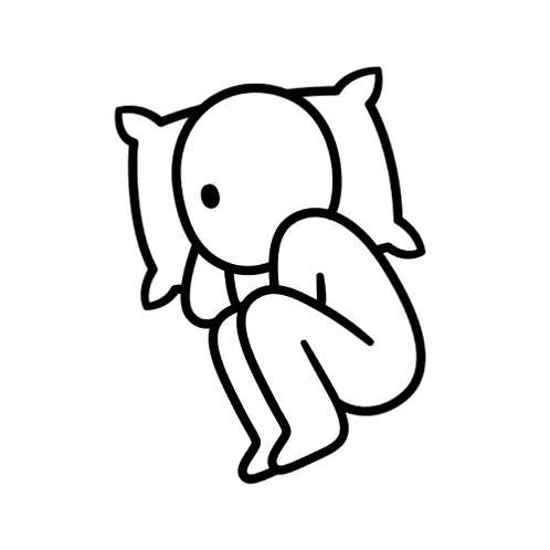 A Black And White Drawing Of A Person With A Pillow Sticker