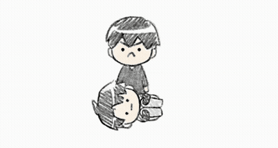 A Black And White Drawing Of A Person With A Sad Face On Their Face . GIF