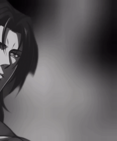 A Black And White Drawing Of A Person With A Serious Look On Their Face GIF