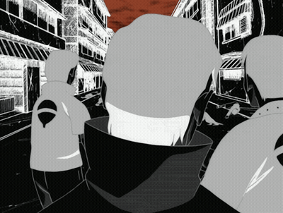 A Black And White Drawing Of A Person With A Symbol On The Back GIF