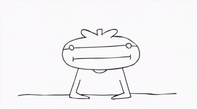 A Black And White Drawing Of A Person With A Tomato Head GIF