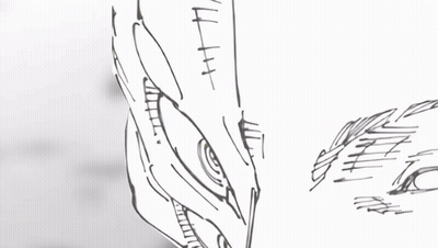 A Black And White Drawing Of A Person With A Yellow Light Coming Out Of Their Hand GIF