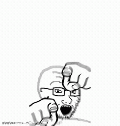 A Black And White Drawing Of A Person With Glasses And A Beard GIF